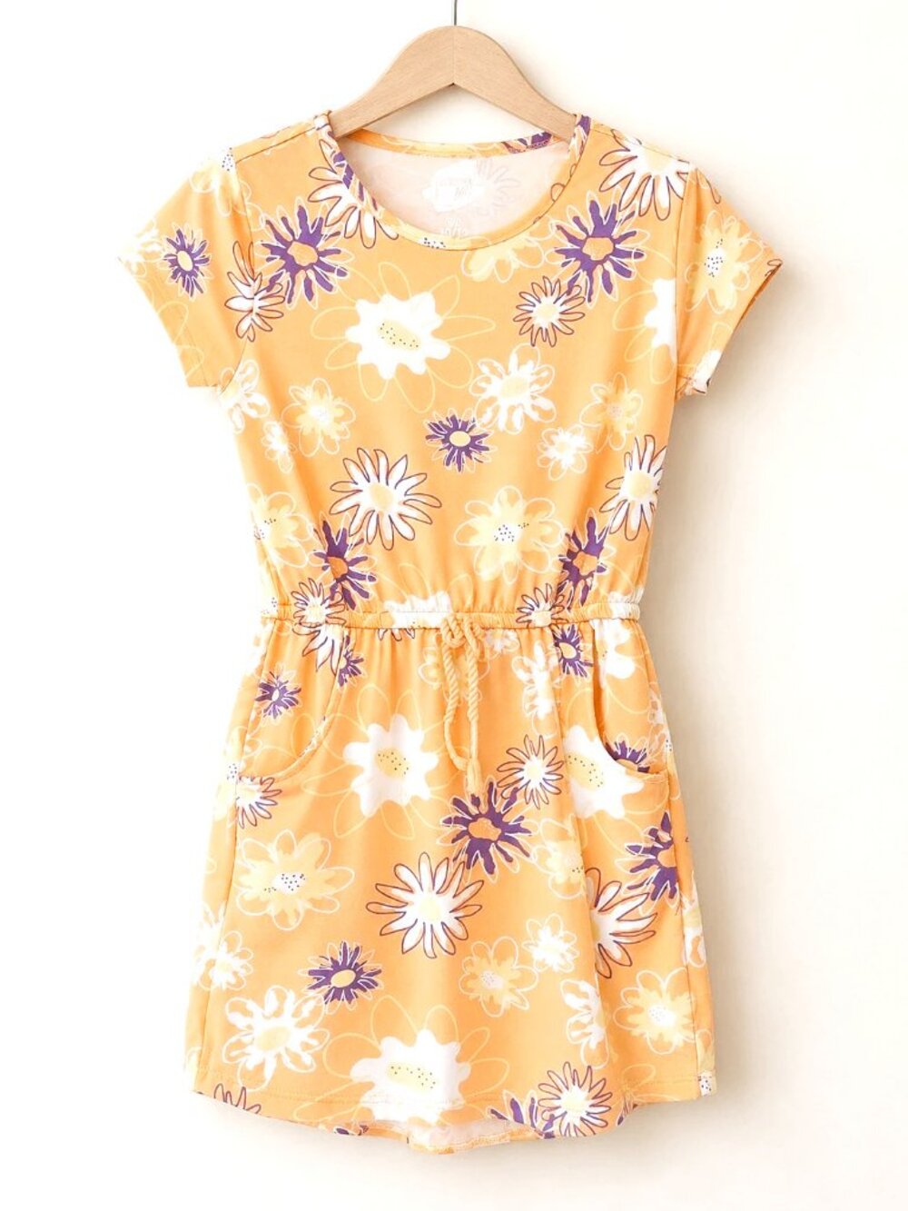 Girls Orange Floral Romper Style with Pockets - Size 10/12